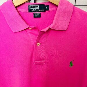 Polo-Ralph Lauren, Large Men's Bright Pink Golf Short Sleeve Shirt